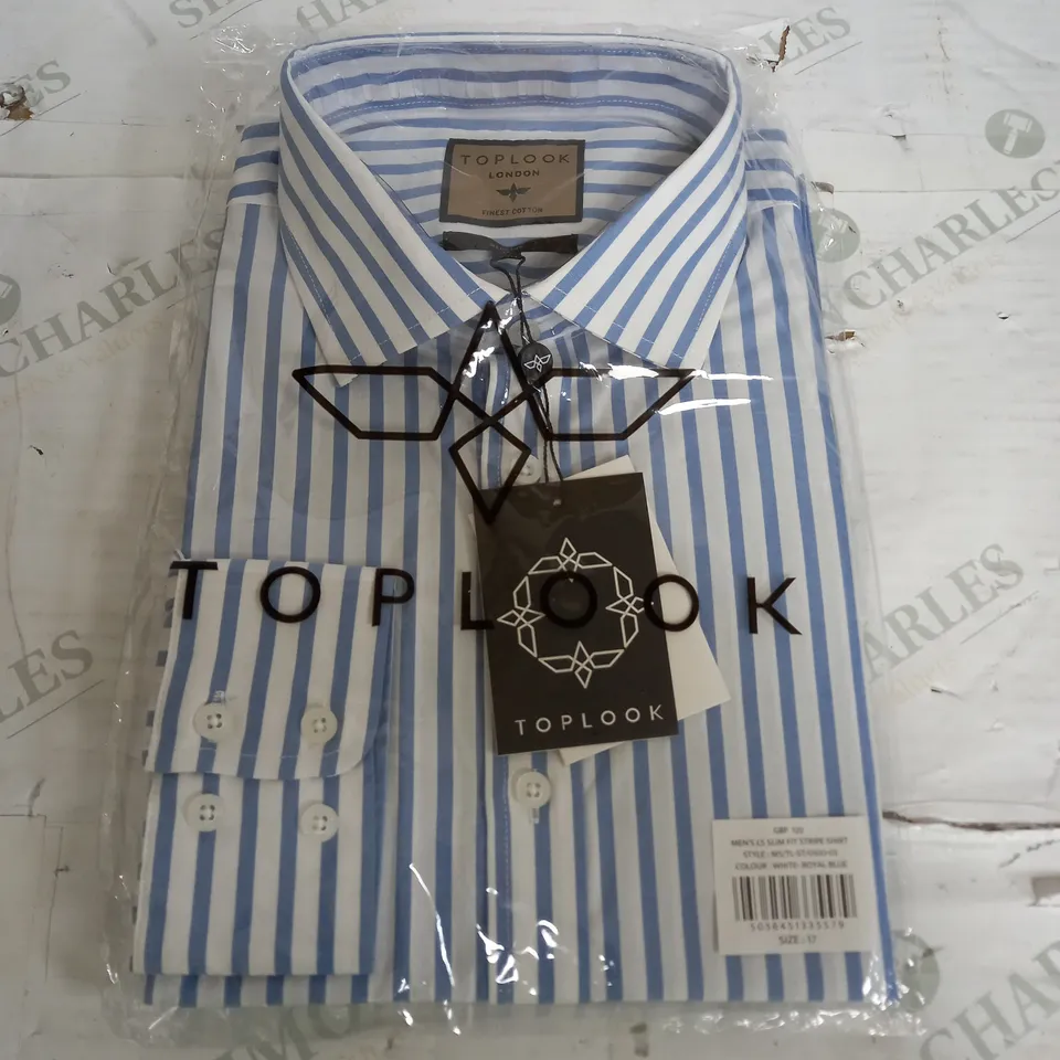 SEALED TOP LOOK MENS SLIM FIT STRIPE SHIRT - SIZE 17