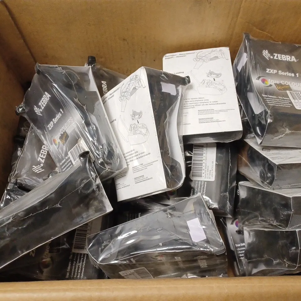 BOX OF APPROX 15 ZEBRA ZXP SERIES 1 TRUE COLOUR RIBBONS 