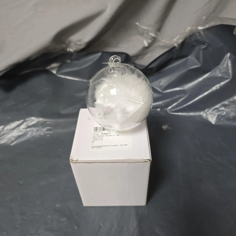 GLASS FEATHER BAUBLE RRP £30