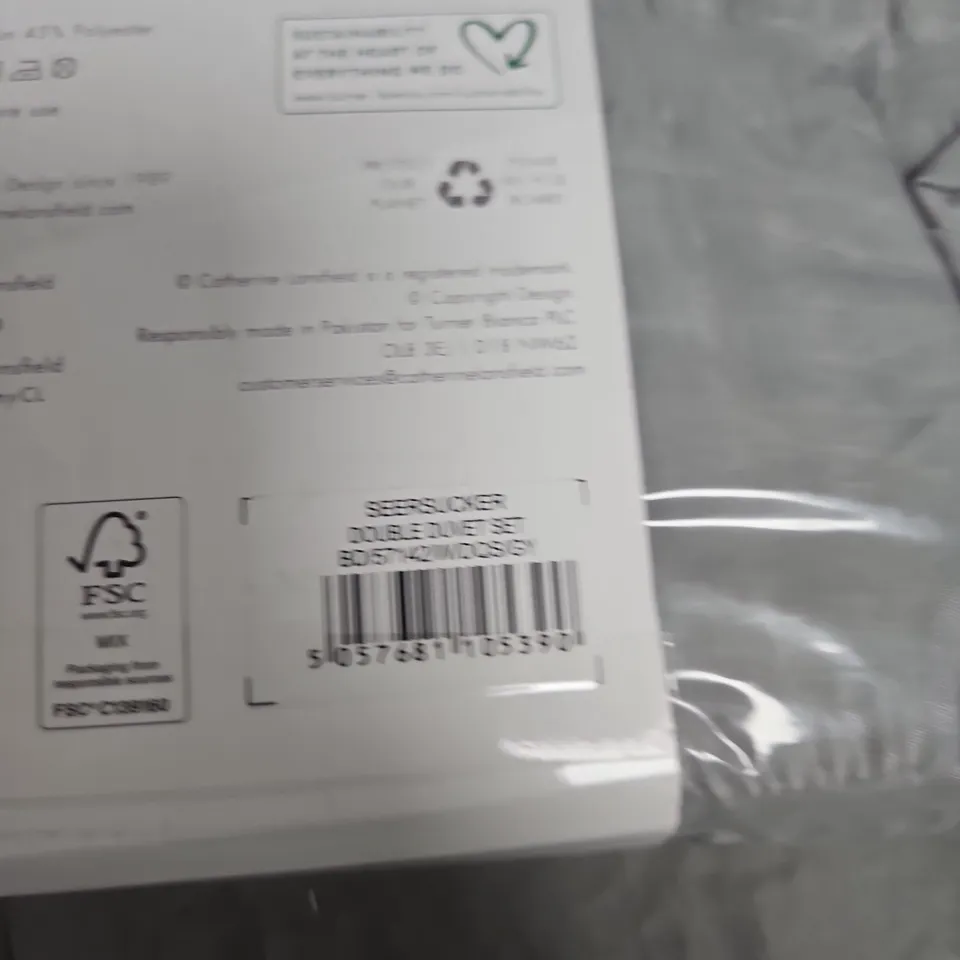 CATHERINE LANSFIELD DOUBLE DUVET SET – SEERSUCKER, GREY