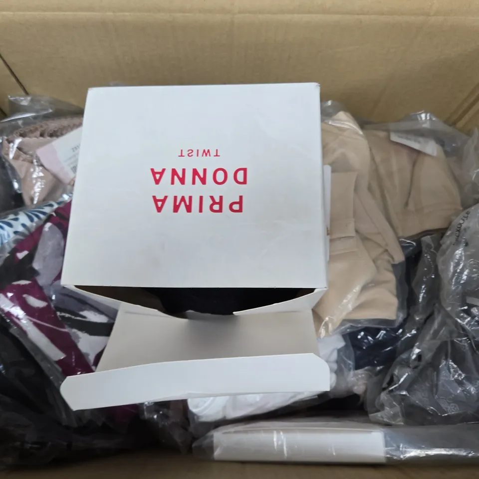 APPROXIMATELY 20 ASSORTED CLOTHING ITEMS IN VARIOUS COLOURS, SIZES, AND STYLES TO INCLUDE BRANDS SUCH AS CYBERJAMMIES, PRIMADONNA, MAISON LEJABY, ETC