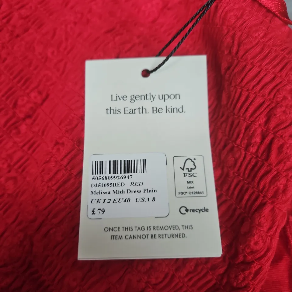 NOBODY'S CHILD MELISSA MIDI DRESS - RED - UK12