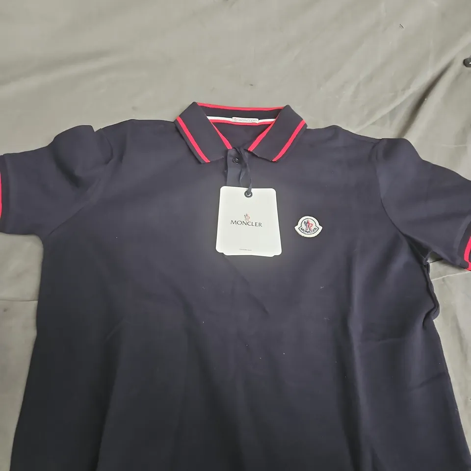 MONCLER POLO SHIRT – UK SMALL, DARK BLUE