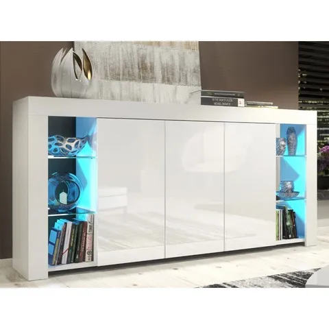 BOXED BEBAK UNFINISHED SIDEBOARD FOR TVS UP TO 60" - WHITE (2 BOXES)