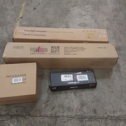 PALLET CONTAINING A LARGE QUANTITY OF ASSORTED ITEMS INCLUDING: PORTABLE CANOPIES, INCUBATOR, BEQUIET KEYBOARD ECT