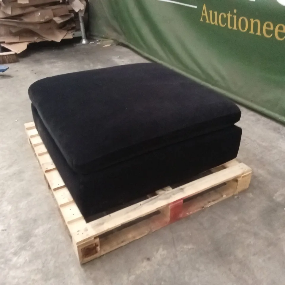QUALITY DESIGNER ASHER BLACK VELVET FOOTSTOOL
