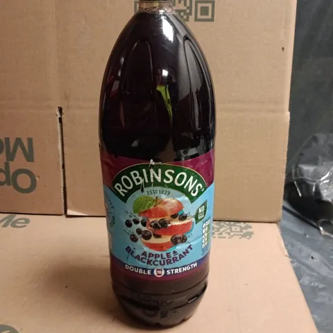 LOT OF 5 BOTTLES OF ROBINSONS APPLE & BLACKCURRANT CORDIAL – DOUBLE STRENGTH BOTTLE 1.75L PER BOTTLE