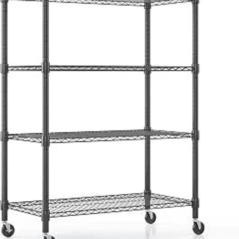 BOXED HIMIMI 4-TIER HEAVY-DUTY WIRE SHELVING UNIT WITH WHEELS, 90W×45D×183H CM