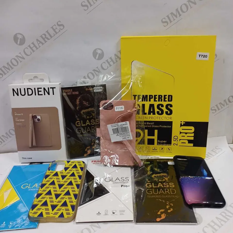 LOT TO CONTAIN APPROX 20 X ASSORTED PHONE ACCESSORIES, INCLUDES A LARGE QUANTITY OF SCREEN PROTECTORS, PHONE CASES ETC 