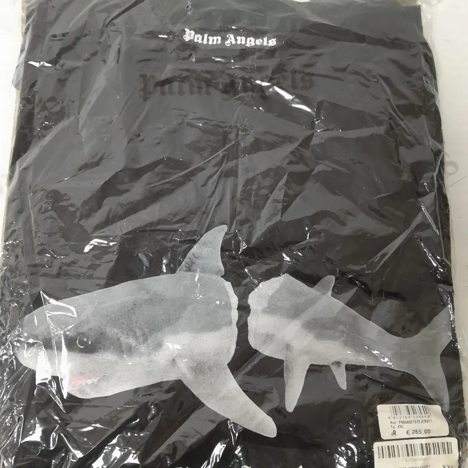 PALM ANGELS SHARK PRINT T-SHIRT IN BLACK - XXL