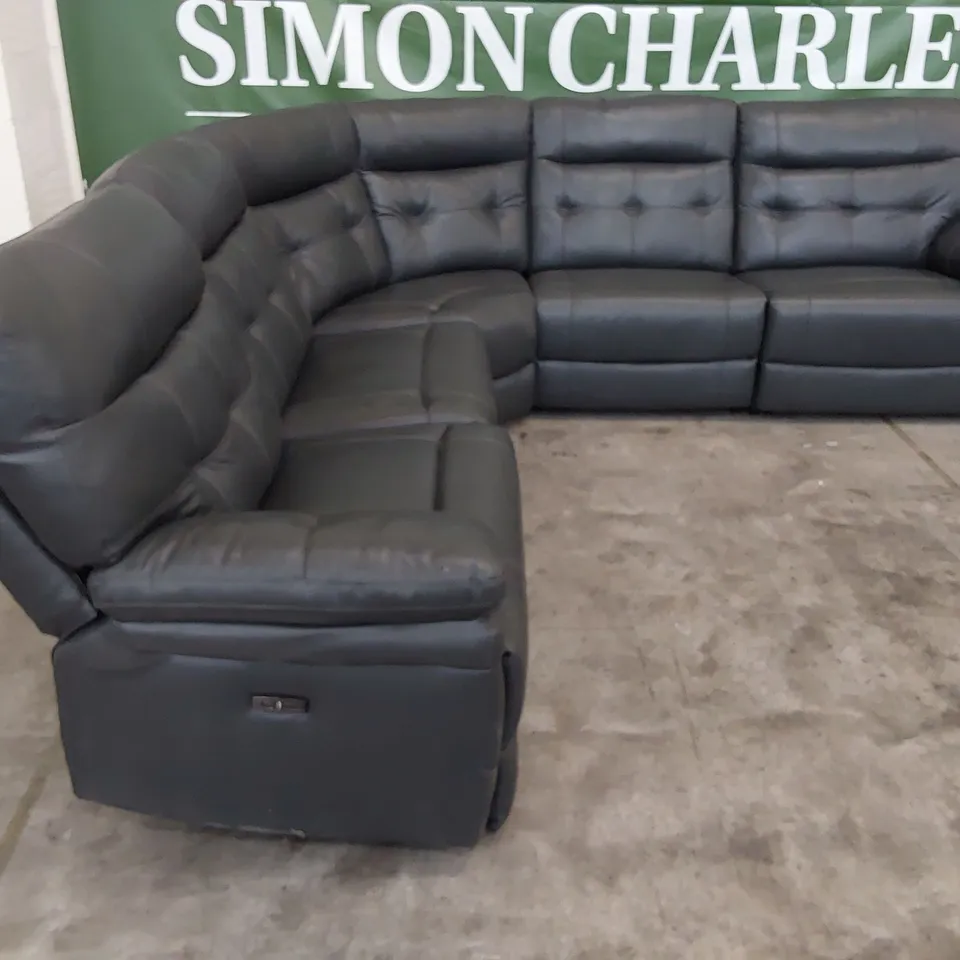 DESIGNER CORSICA POWER RECLINING CORNER GROUP DARK GREY LEATHER 