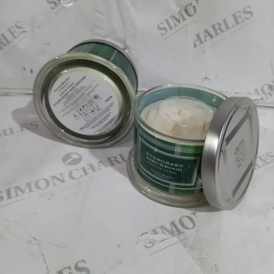 BOXED HOMEWORX WICK CANDLES OF EVERGREEN BIRCHWOOD, AND VANILLA