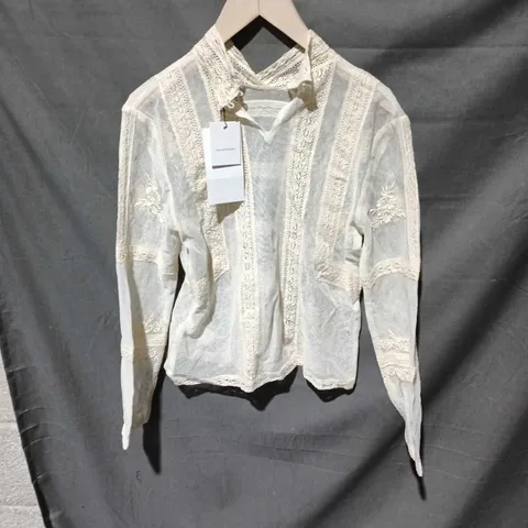 ZARA LACE BLOUSE – WHITE, UK XS