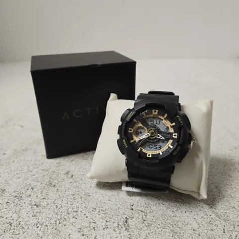 ACTIVA WATCH β BLACK WITH GOLD DIAL, SPORTS STYLE