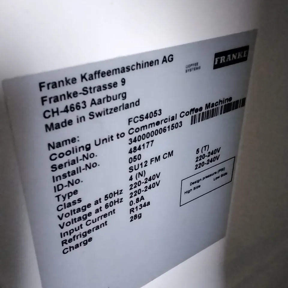 FRANKE FCS4053 COOLING UNIT FOR COFFEE MACHINE 