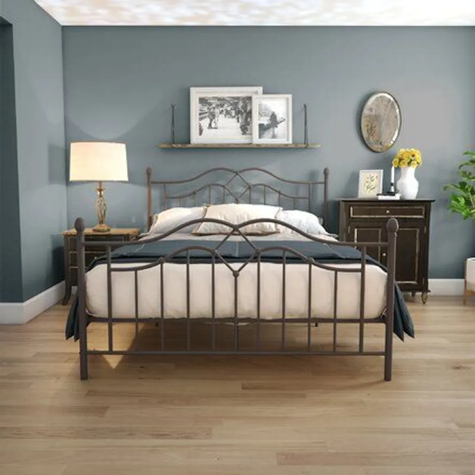 BOXED BORDEN DOUBLE BRONZE METAL BEDFRAME 