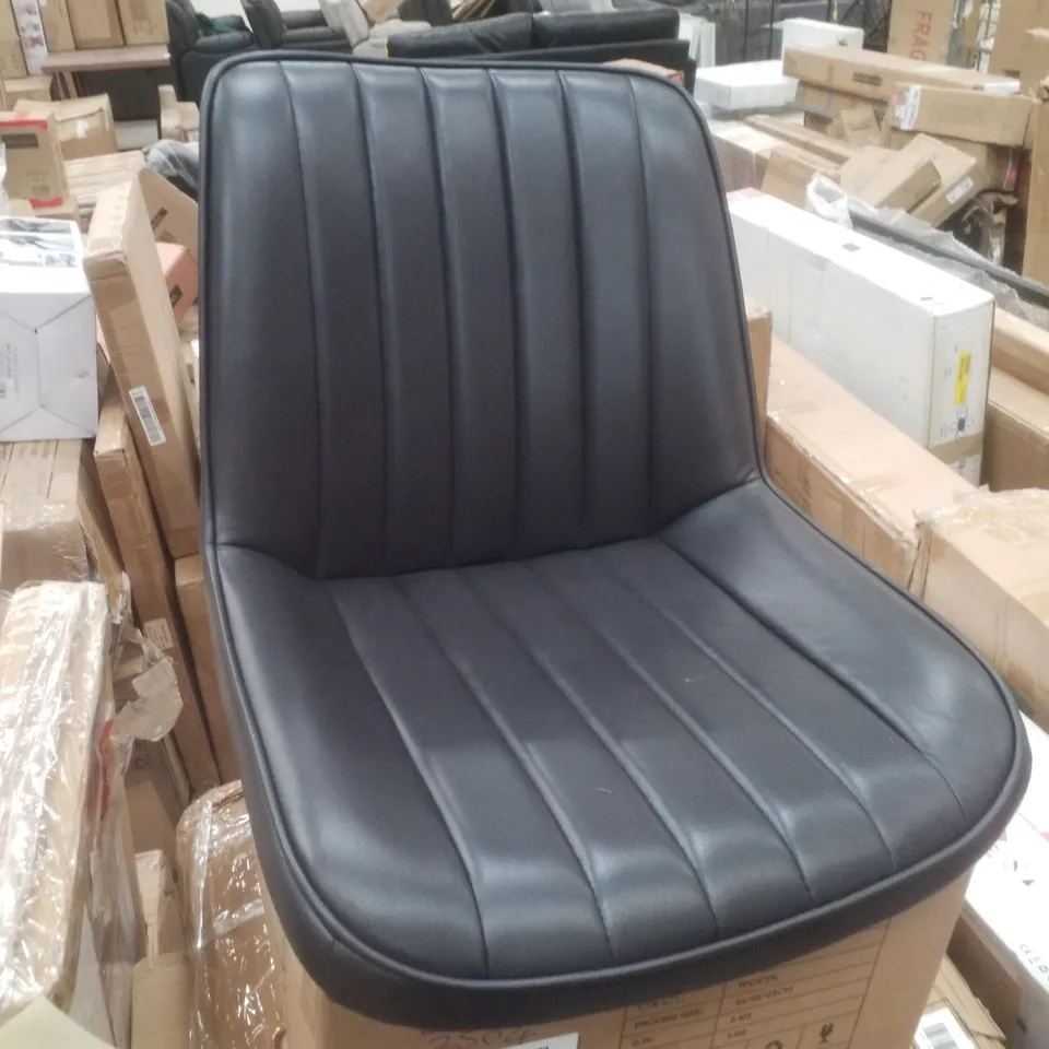 BOXED SET OF 2 BLACK FAUX LEATHER DINING CHAIRS 