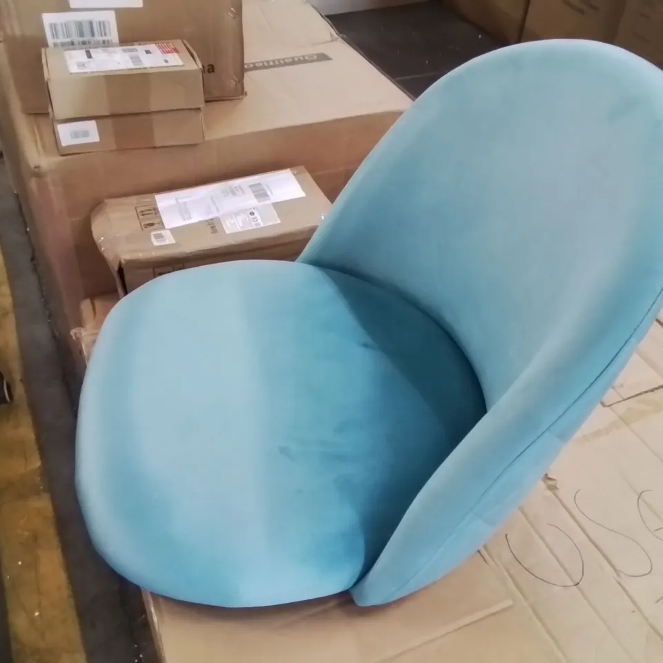 BOXED SET OF TWO SHILOH PALE BLUE VELVET DINING CHAIRS