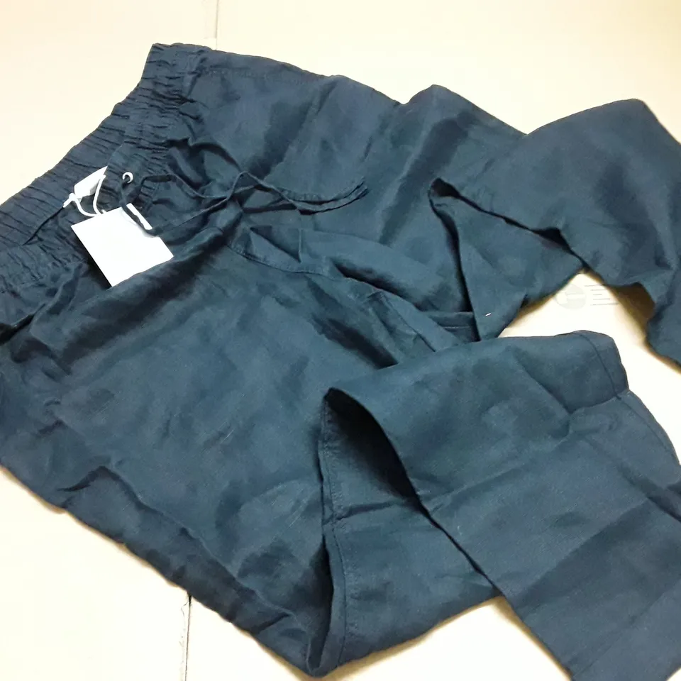 H&M NATURAL LINEN NAVY TROUSERS - M