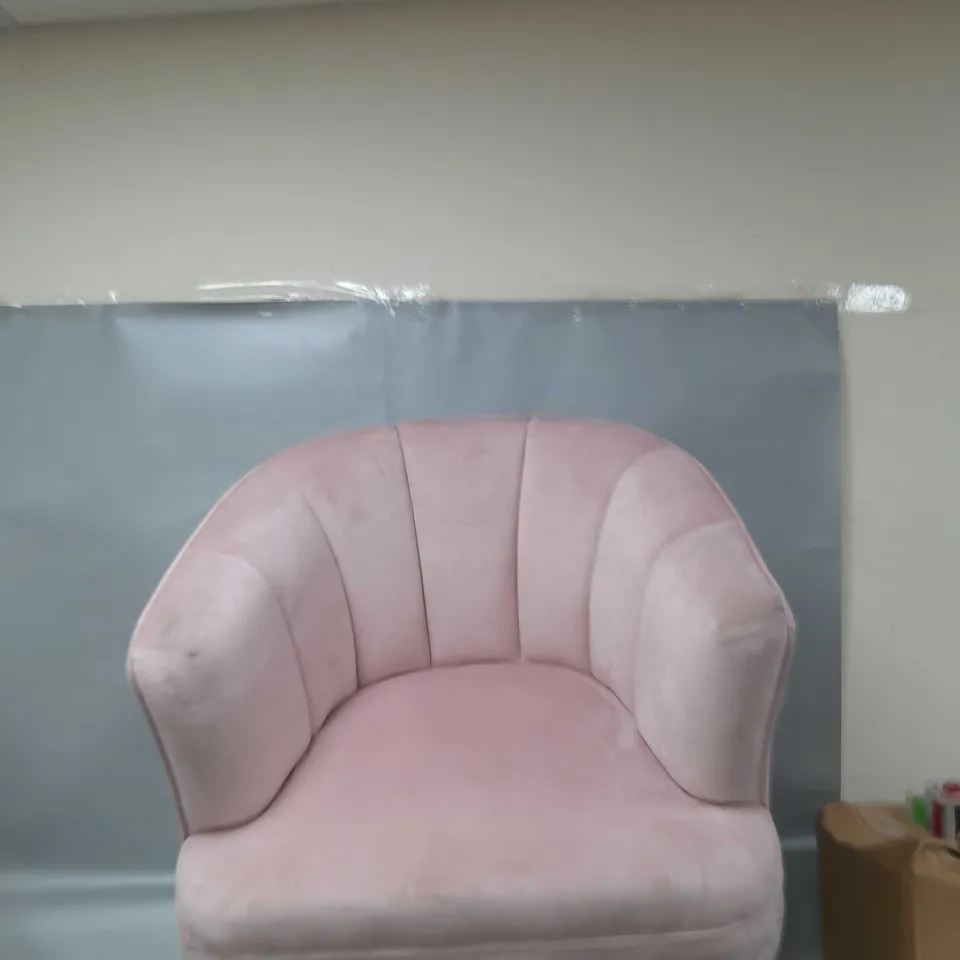 MY HOME STORIES VELVET ARMCHAIR WITH GOLD TIPPED LEGS - PINK - COLLECTION ONLY