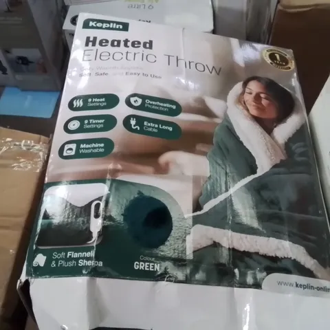 BOXED KEPLIN HEATED ELECTRIC THROW GREEN