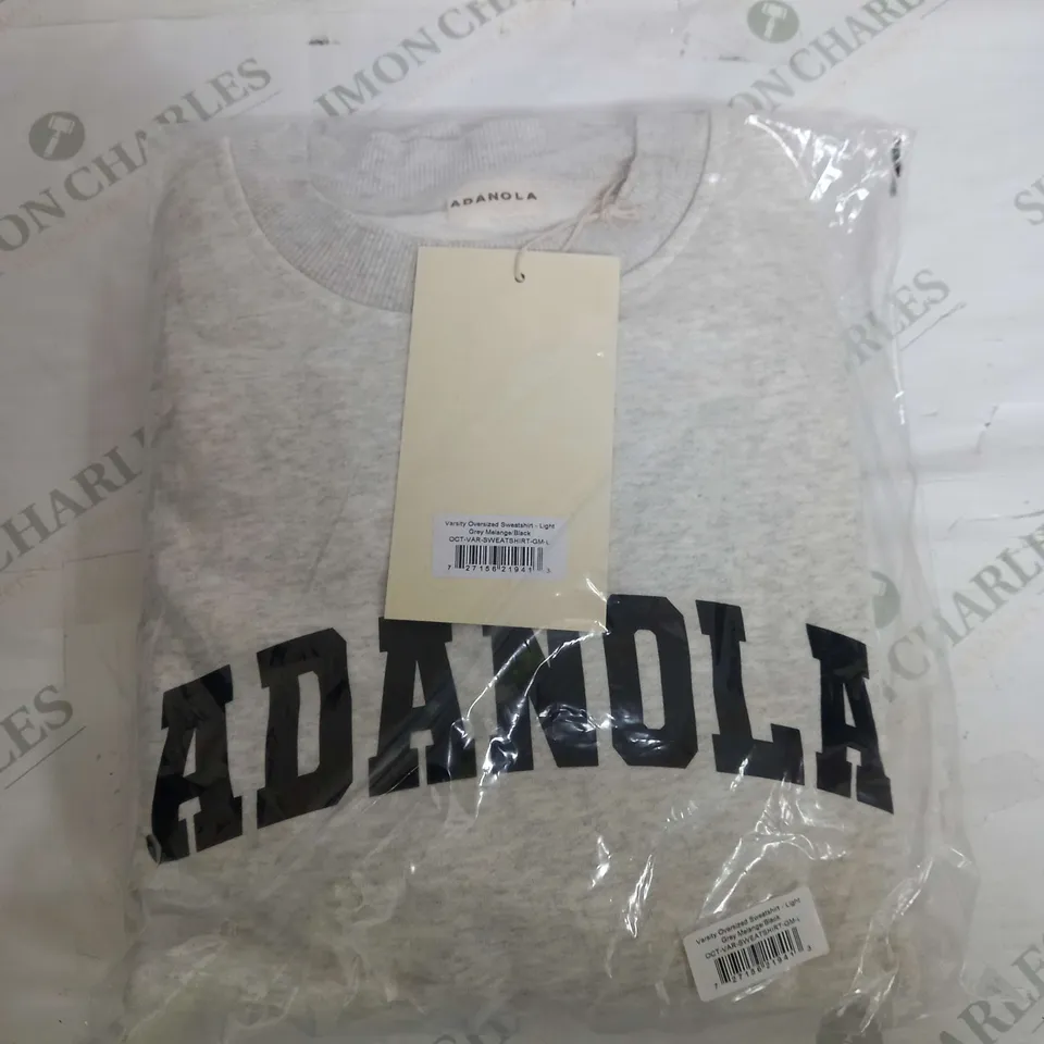 ADANOLA VARSITY OVERSIZED SWEATSHIRT IN LIGHT GREY - LARGE