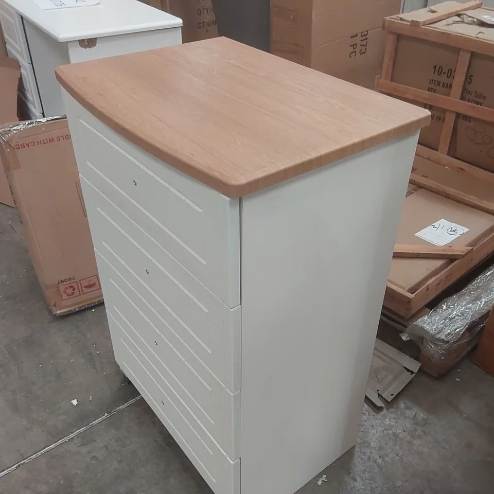 WARWICK CREAM AND OAK 4 DRAWER MIDI CHEST COLOUR: CREAM AND OAK