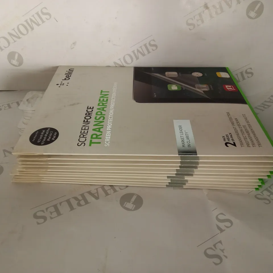 LOT OF 10 (2 SCREEN PROTECTORS PER PACK) BELKIN SCREENFORCE TRANSPARENT IPAD AIR/AIR2/9.7" PRO SCREEN PROTECTORS