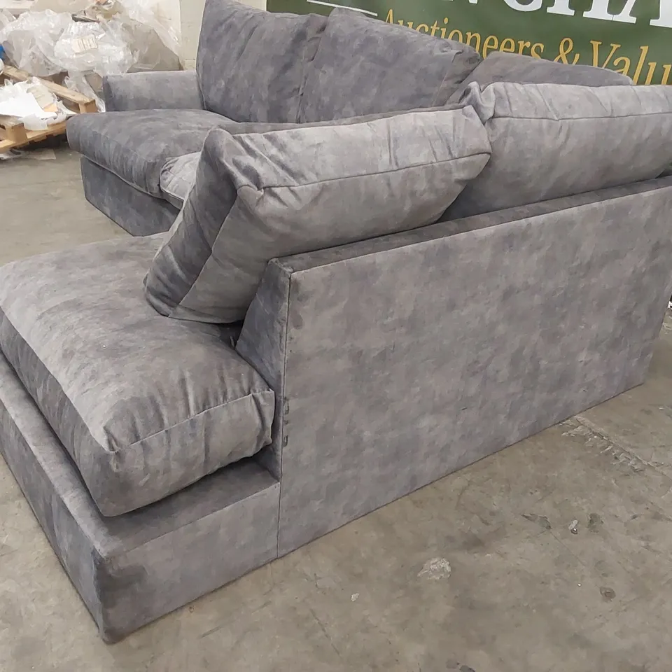 QUALITY DESIGNER GREY VELVET CORNER SOFA