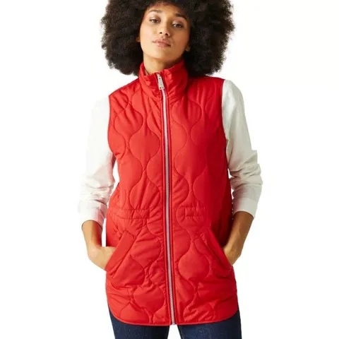 REGATTA WOMENS COURCELLE LONGLINE PADDEED BODYWARMER HIGH RISK RED SIZE 18