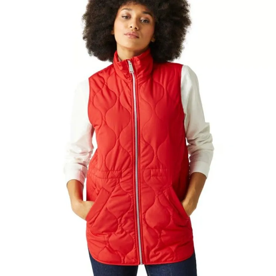 REGATTA WOMENS COURCELLE LONGLINE PADDEED BODYWARMER HIGH RISK RED SIZE 18