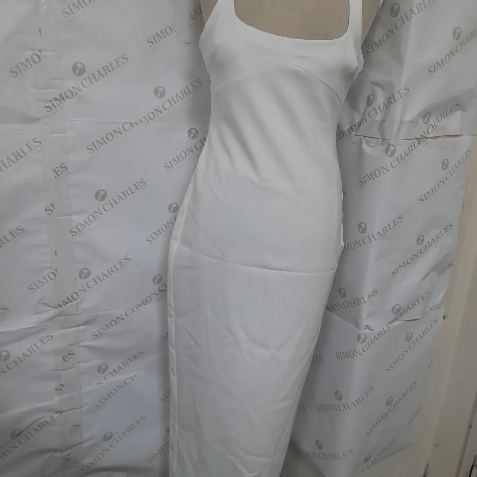 ZARA SQUARE NECK SLEEVELESS MIDI DRESS IN WHITE SIZE M
