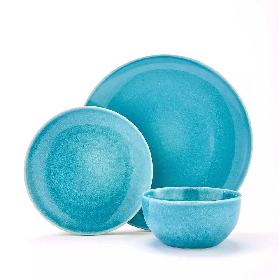 BLUE RENNES REACTIVE GLAZE 12-PIECE DINNER SET