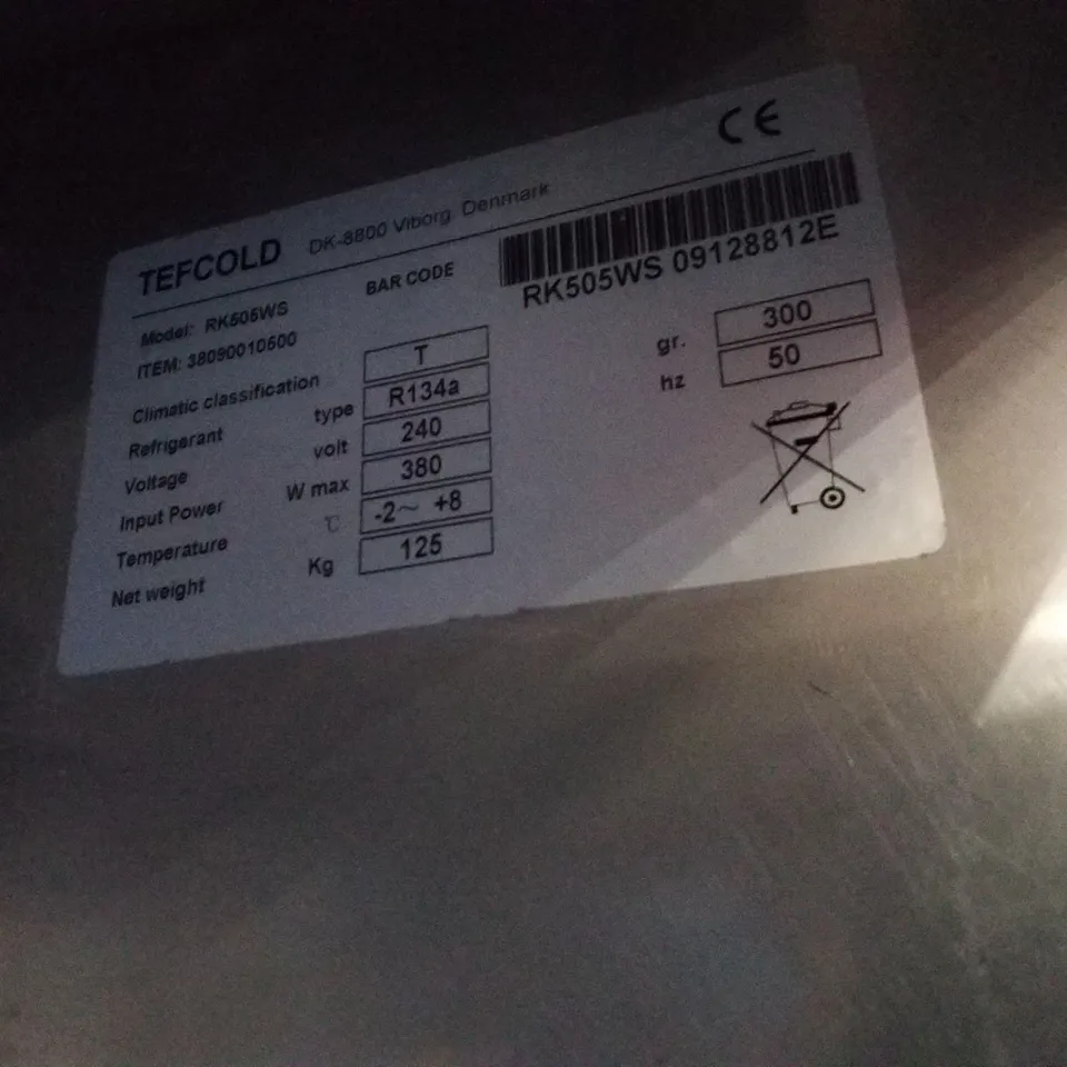 TEFCOLD UPRIGHT FRIDGE WHITE FINISH RK505WS
