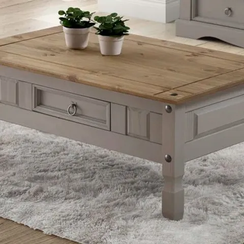 BOXED PALMEA SOLID WOOD COFFEE TABLE WITH STORAGE