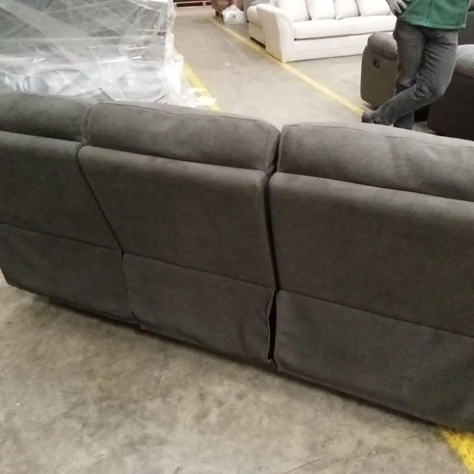 ALBION FABRIC 3 SEATER HIGH BACK MANUAL RECLINER SOFA - CHARCOAL RRP £749