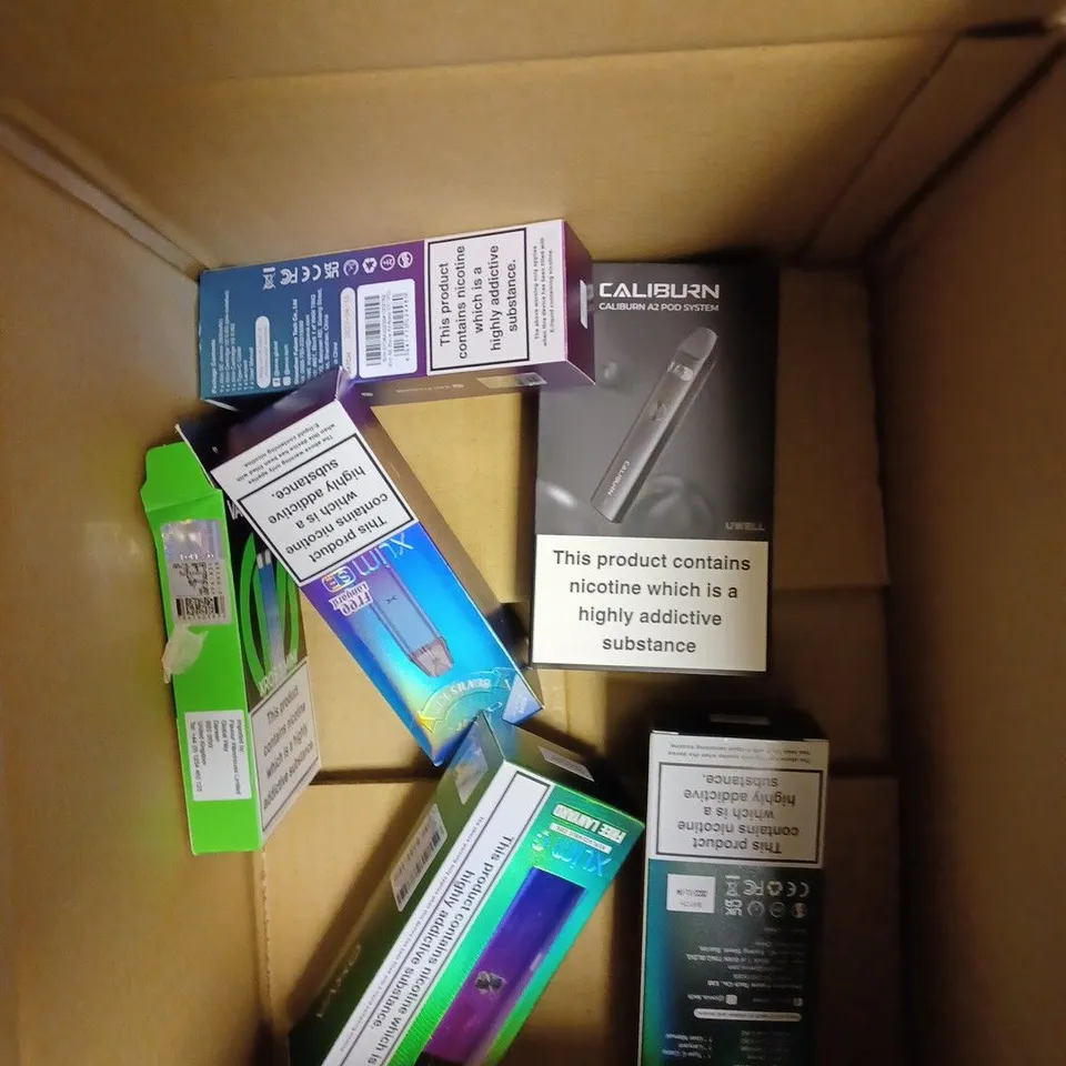 BOX OF APPROX 10 ITEMS TO INCLUDE VAPORESSO XROS 3 MINI, CALIBURN A2, OXVA XLIM SE.
