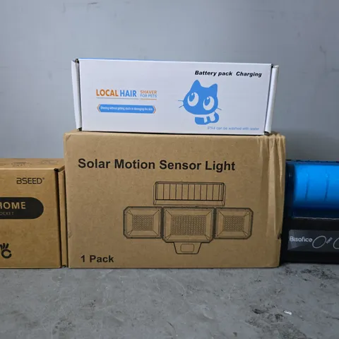 APPROXIMATELY 12 ASSORTED ITEMS TO INCLUDE - LOCAL HAIR SHAVER FOR PETS , SOLAR MOTION SENSOR LIGHT , ASEED SMART HOME ETC
