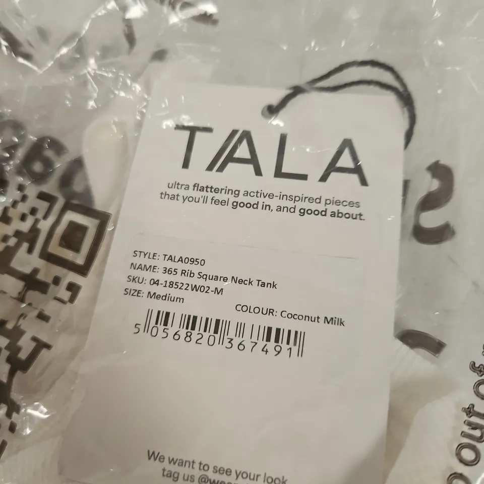 TALA 365 RIB SQUARE NECK TANK TOP – COCONUT MILK, SIZE MEDIUM