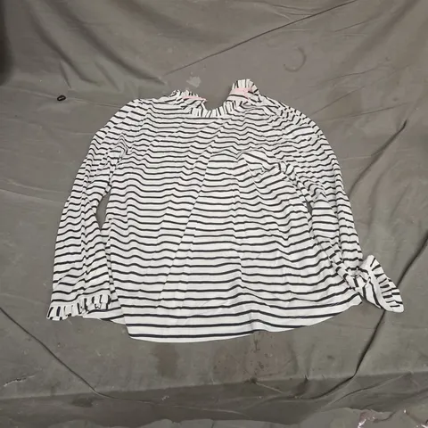 BODEN STRIPED KNIT TOP – NAVY/WHITE WITH PINK NECK TRIM, UK 20 (US 16)