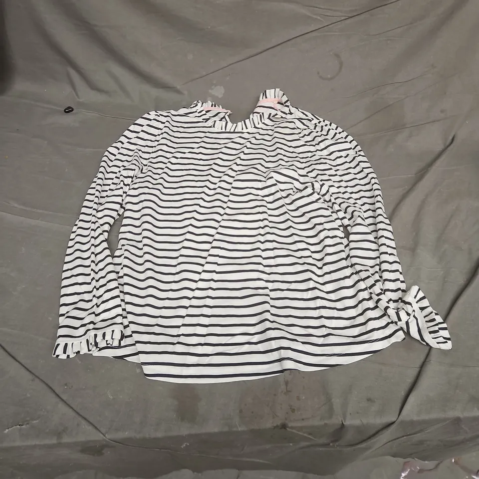 BODEN STRIPED KNIT TOP – NAVY/WHITE WITH PINK NECK TRIM, UK 20 (US 16)