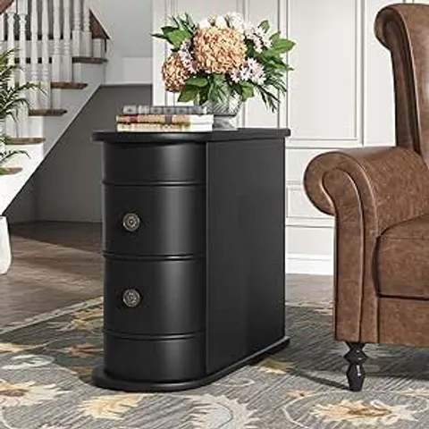 BOXED TRIBESIGNS SOLID WOOD END TABLE BLACK