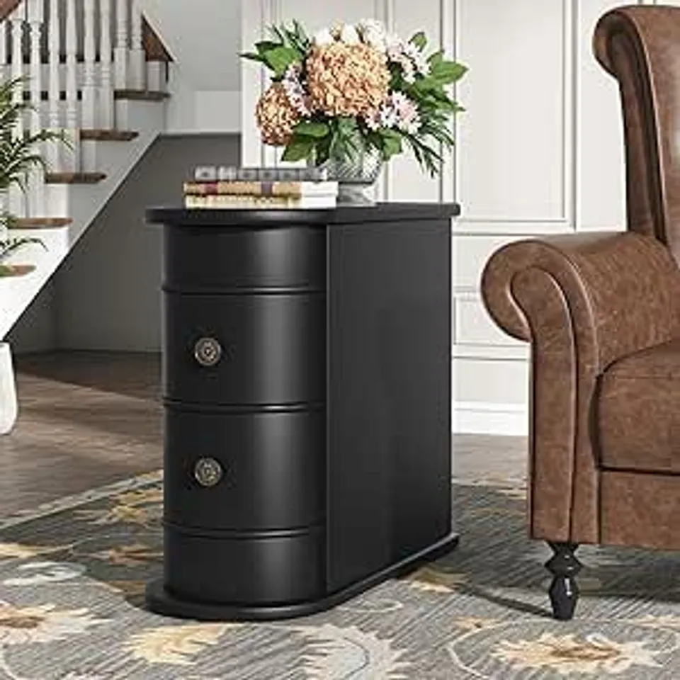 BOXED TRIBESIGNS SOLID WOOD END TABLE BLACK