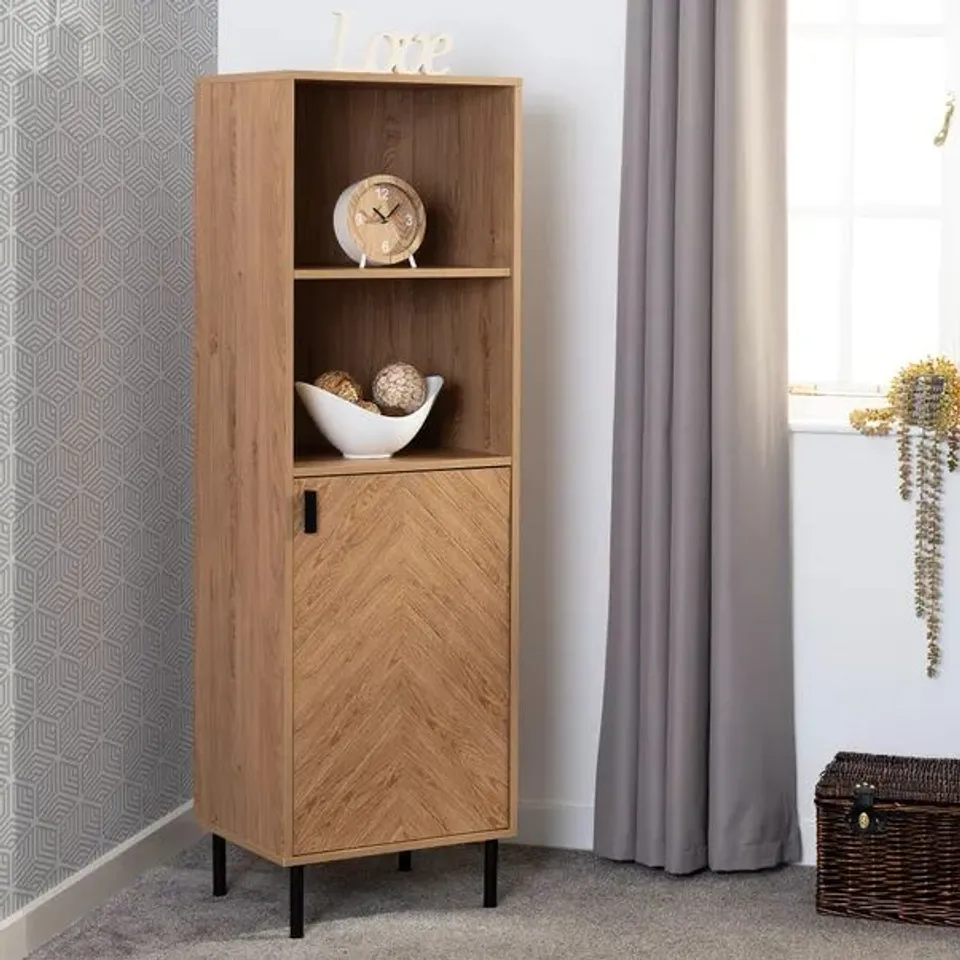 BOXED LEON 1 DOOR 2 SHELF CABINET