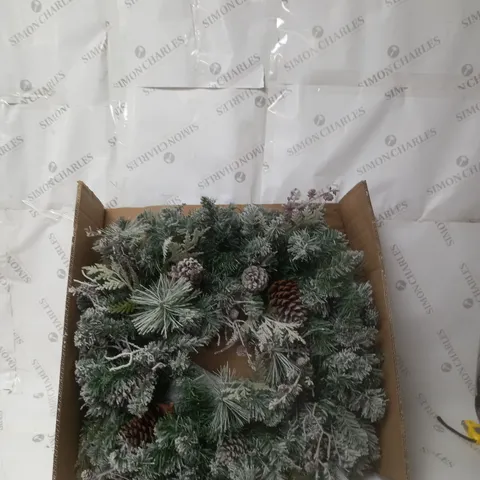 FROSTED CONE WREATH PRE LIT