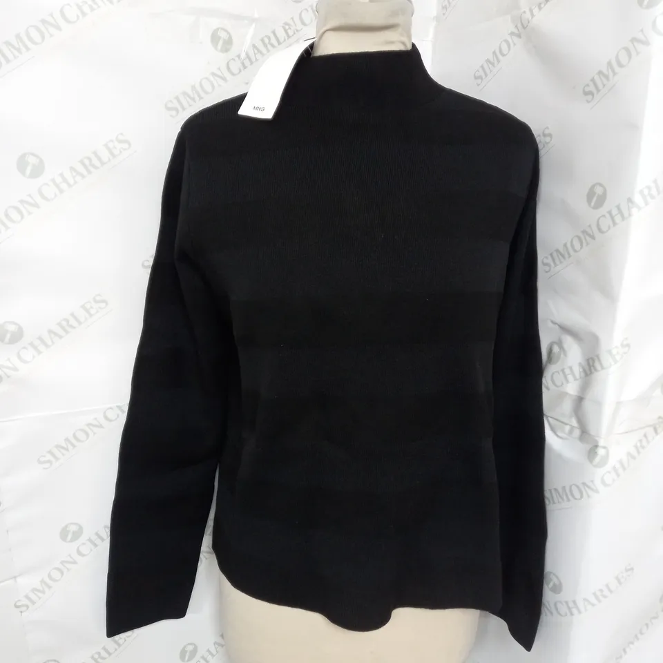 MANGO STRIPED SWEATER IN BLACK SIZE S