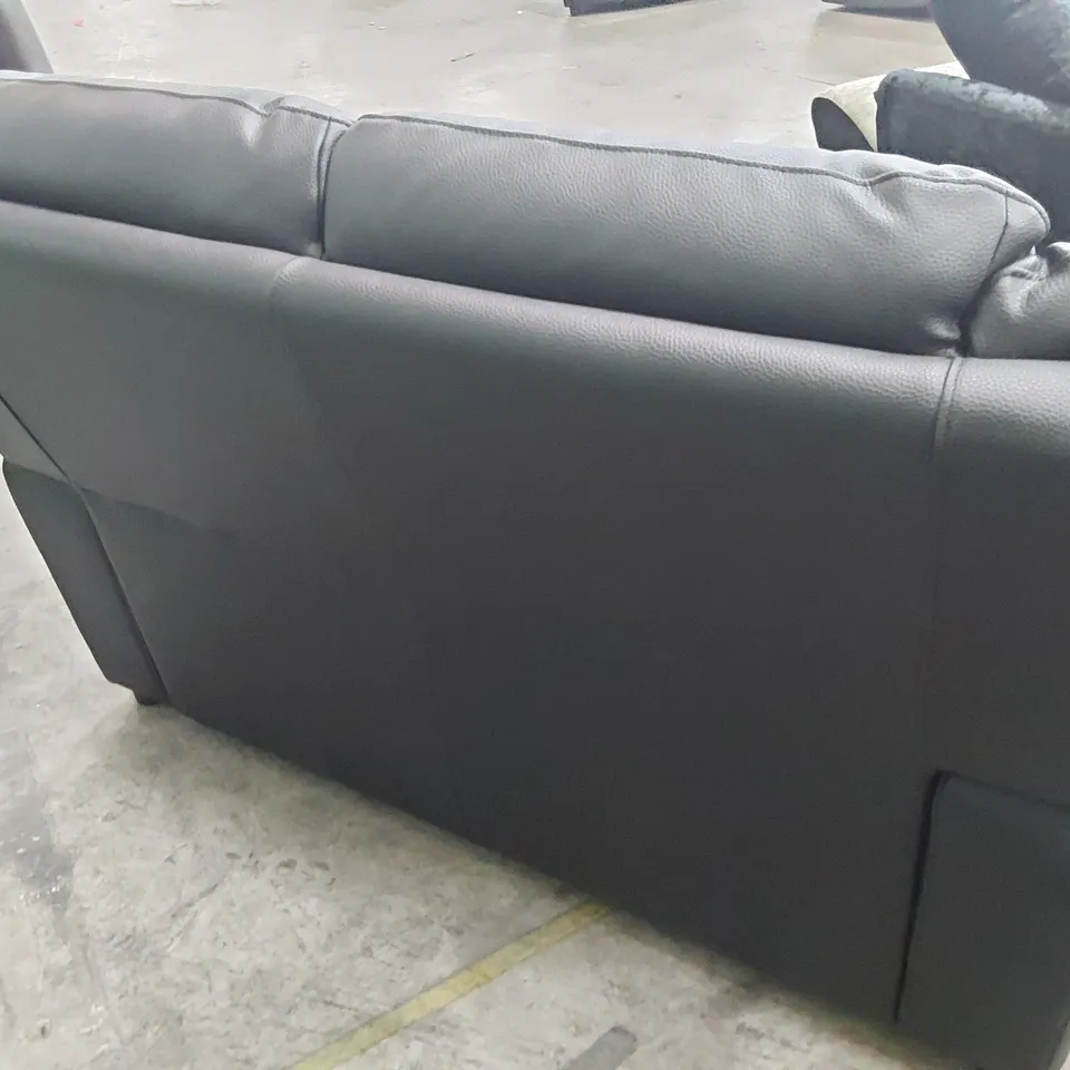 DESIGNER TWO SEATER SOFA BLACK FAUX LEATHER 