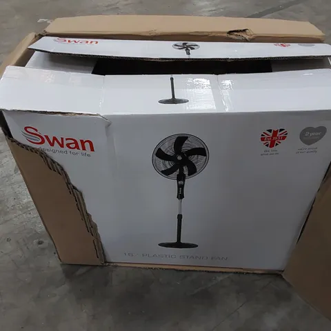 BOXED SWAN 16" PLASTIC STAND FAN (1 BOX)