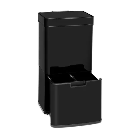 KLARSTEIN TOUCHLESS BLACK STAINLESS STEEL RUBBISH BIN SENSOR 72L BLACK