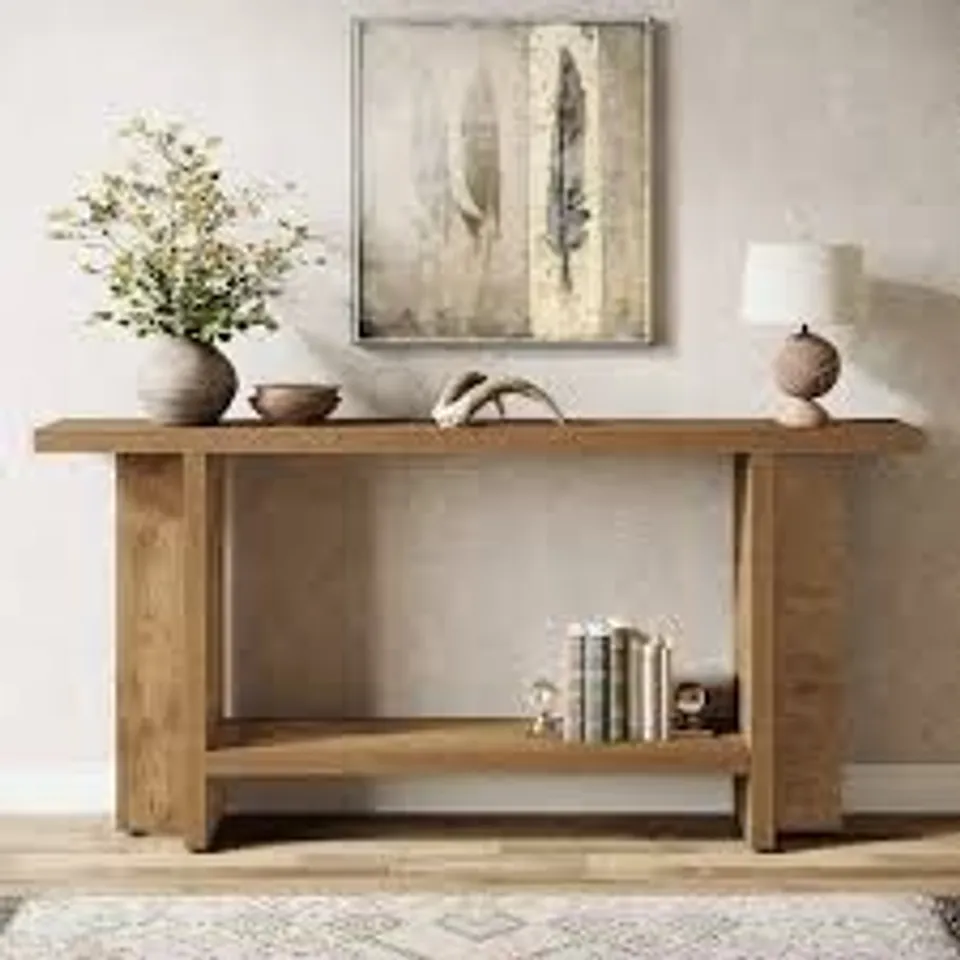 BOXED TRIBESIGNS CONSOLE TABLE - NATURAL WOOD EFFECT (1 BOX)